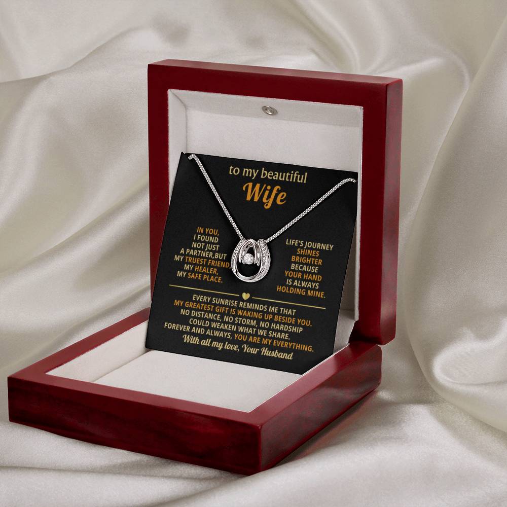 To My Wife Necklace - Romantic Gift for Anytime Love - Lucky In Love Necklace - Personalize Memories