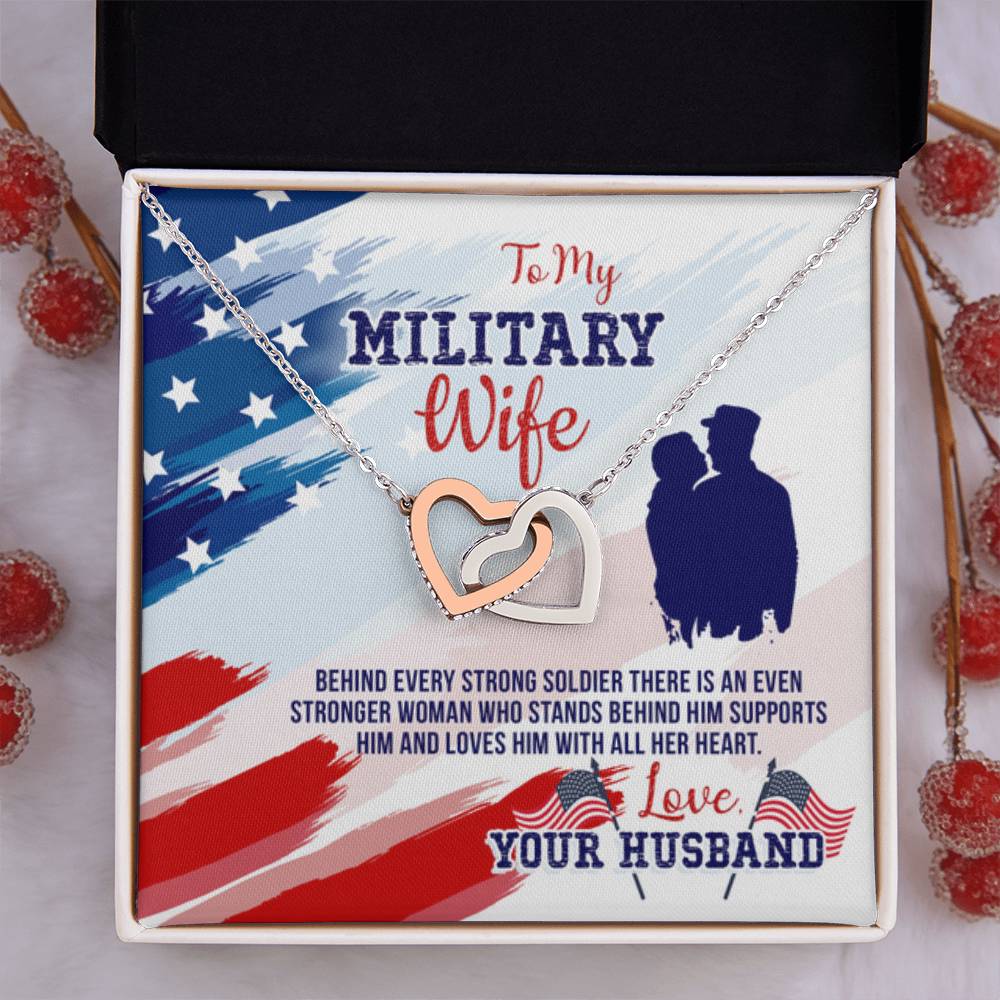 To My Military Wife from Husband - Interlocking Hearts Necklace - Personalize Memories