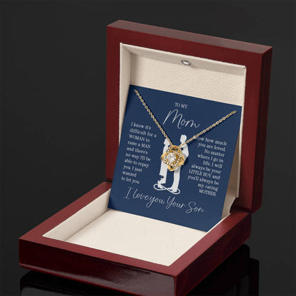 To My Mom - I will always be your little boy - Love Knot Necklace - Best Gift for Mom from Son - Personalize Memories
