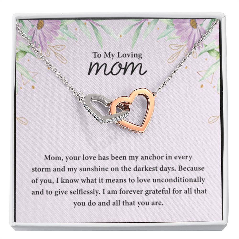 To My Loving Mom - Interlocking Hearts Necklace - Best for Birthday, Christmas & Mother's Day - Personalize Memories