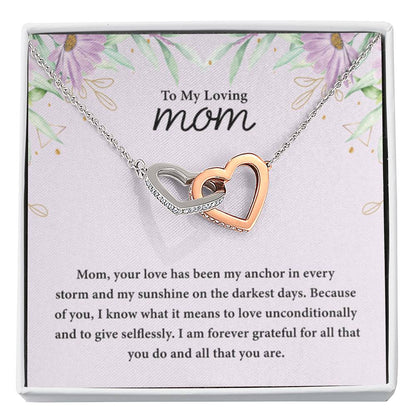 To My Loving Mom - Interlocking Hearts Necklace - Best for Birthday, Christmas & Mother's Day - Personalize Memories