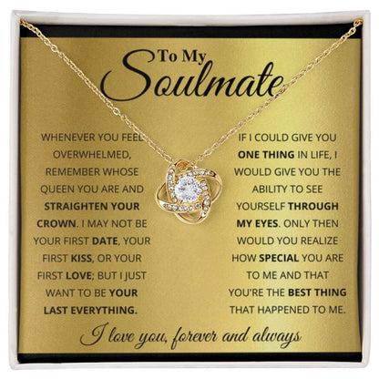 To My Soulmate Necklace - Unique Soulmate Gift for Her for Birthdays & Surprise Moments - Love Knot Necklace - Personalize Memories