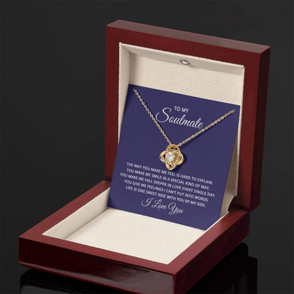 To My Soulmate Necklace - Romantic Necklace Gift for Her for Birthday & More - Love Knot Necklace - Personalize Memories