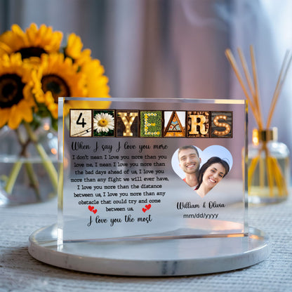 40th Year Anniversary Gift - Personalized Acrylic Block - 40th Anniversary Photo Present for Couples, When I Say I Love You More Personalize Memories