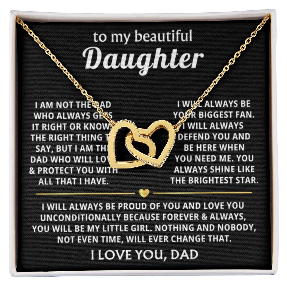 To My Daughter - I will always be proud of you - Alluring Beauty Necklace Gift from Dad - Interlocking Hearts Necklace - Personalize Memories