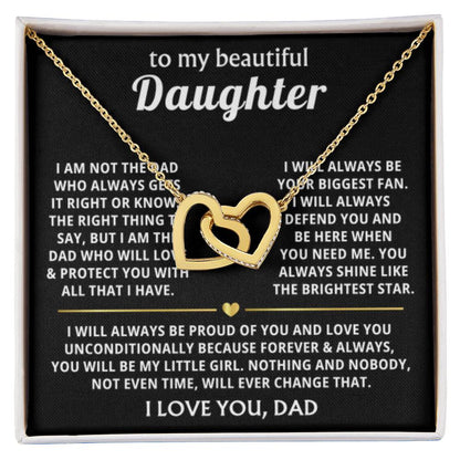 To My Daughter - I will always be proud of you - Alluring Beauty Necklace Gift from Dad - Interlocking Hearts Necklace - Personalize Memories
