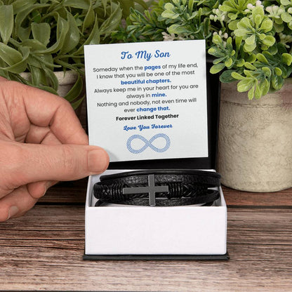 Son Graduation, Birthday Gift – Men’s Cross Bracelet - Personalize Memories