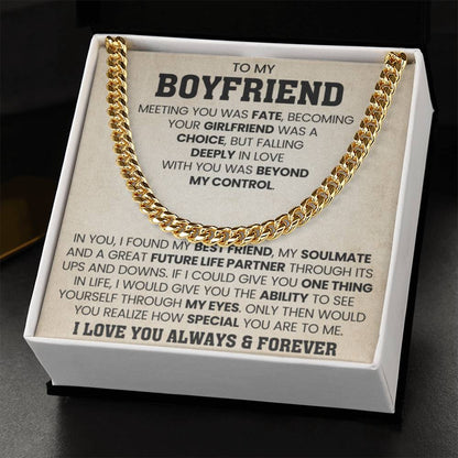 To My Boyfriend Cuban Link Chain - Anniversary & Valentine’s Day Gift from Girlfriend - Personalize Memories