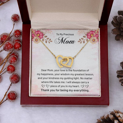 To My Precious Mom - Thank You For Being My Everything - Interlocking Hearts Necklace - Best Gift For Mom - Personalize Memories