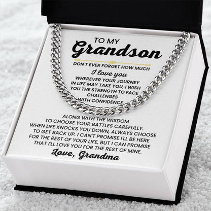 To My Grandson Necklace – Grandson Gift from Grandma – Cuban Link Chain - Personalize Memories