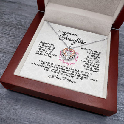 To My Daughter Necklace - Special Gift from Mom for Birthday, Christmas & Proud Mom Moments - Crown Pendant Necklace - Personalize Memories