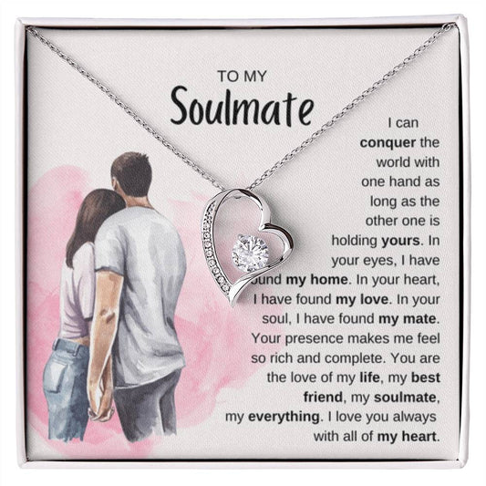 To My Soulmate Necklace - Soulmate Jewelry Gift for Valentine’s Day, Birthday & Romantic Celebrations - Forever Love Necklace - Personalize Memories