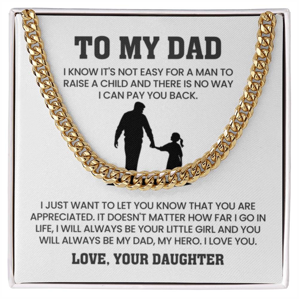 To My Dad Gift from Daughter - My Dad, My Hero - Cuban Link Chain - Personalize Memories