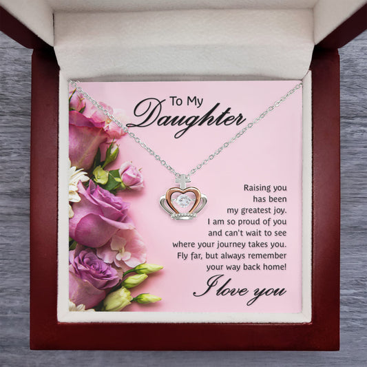 To My Daughter Necklace – Mother Daughter Jewelry Gift – Crown Pendant Necklace - Personalize Memories