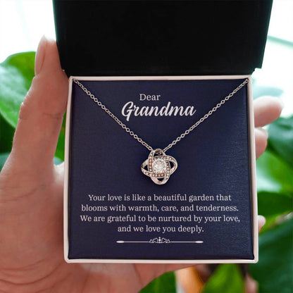 Dear Grandma - Your love is like a beautiful garden - Grandma Gift Grandma - Love Knot Necklace - Personalize Memories