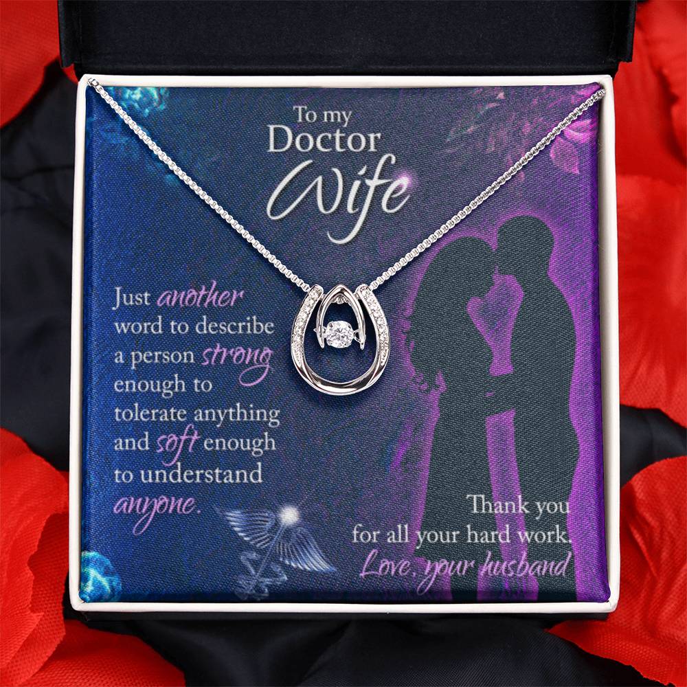 To My Doctor Wife Necklace - Sweet Emotional Gift for Wife from Husband on Birthday, Anniversary & Valentine’s Day - Lucky In Love Necklace - Personalize Memories
