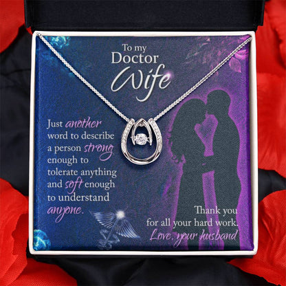 To My Doctor Wife Necklace - Sweet Emotional Gift for Wife from Husband on Birthday, Anniversary & Valentine’s Day - Lucky In Love Necklace - Personalize Memories