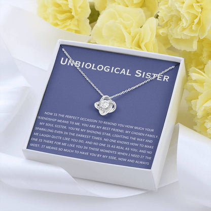 Unbiological Sister Necklace - Gift for Bonus Sister - Love Knot Necklace - Personalize Memories