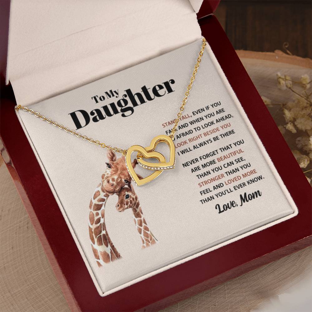 To My Daughter Necklace – Daughter Birthday Graduation Celebration Gift from Mom – Interlocking Hearts Necklace - Personalize Memories