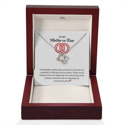 To My Mother in Law - We'll always be linked at heart - Love Knot Necklace - Personalize Memories