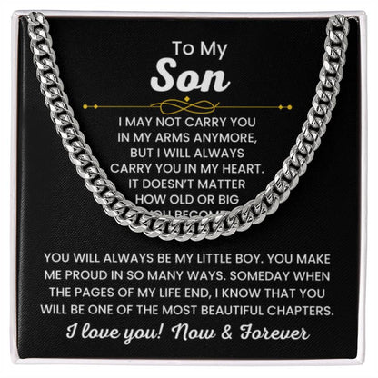 To My Son, Cuban Link Chain Necklace for Son, Birthday Gift, Stylish Teen & Young Men Accessory - Personalize Memories