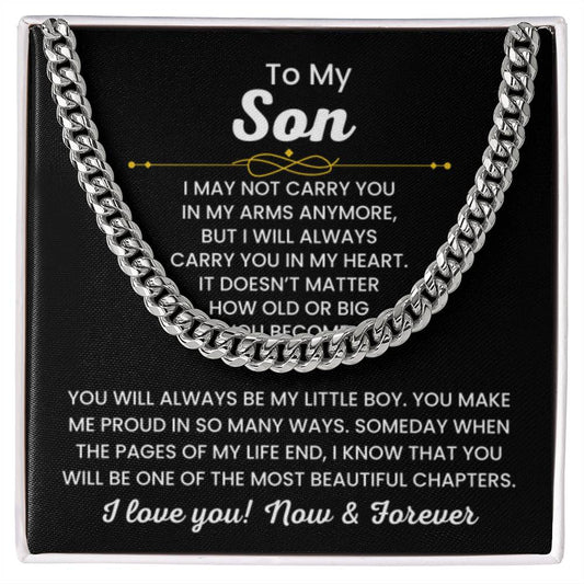 To My Son, Cuban Link Chain Necklace for Son, Birthday Gift, Stylish Teen & Young Men Accessory - Personalize Memories