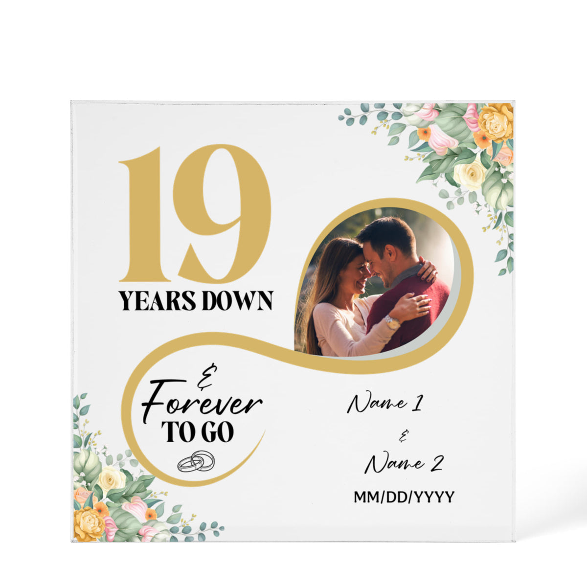 Personalized Acrylic Block, Custom Photo, Happy 19th Wedding Anniversary Gifts, Marriage Gifts, 19 Year Married Gift Wife Husband Present