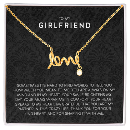 Gift for Girlfriend Necklace - Romantic Jewelry for Valentine’s Day, Birthday & Special Relationship Moments - Scripted Love Necklace - Personalize Memories
