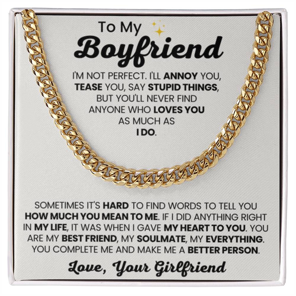 Cuban Link Chain for Boyfriend - Birthday, Anniversary Gift from Girlfriend - Personalize Memories