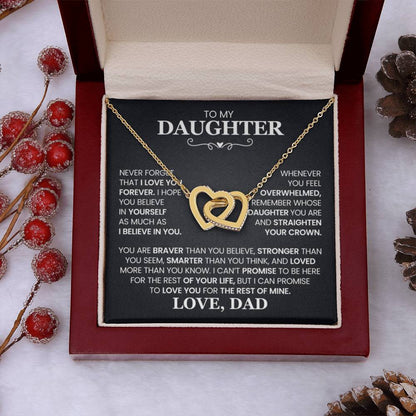 To My Daughter Necklace - Heartwarming Gift from Dad for Daughter’s Birthday & Meaningful Achievements - Interlocking Hearts Necklace - Personalize Memories