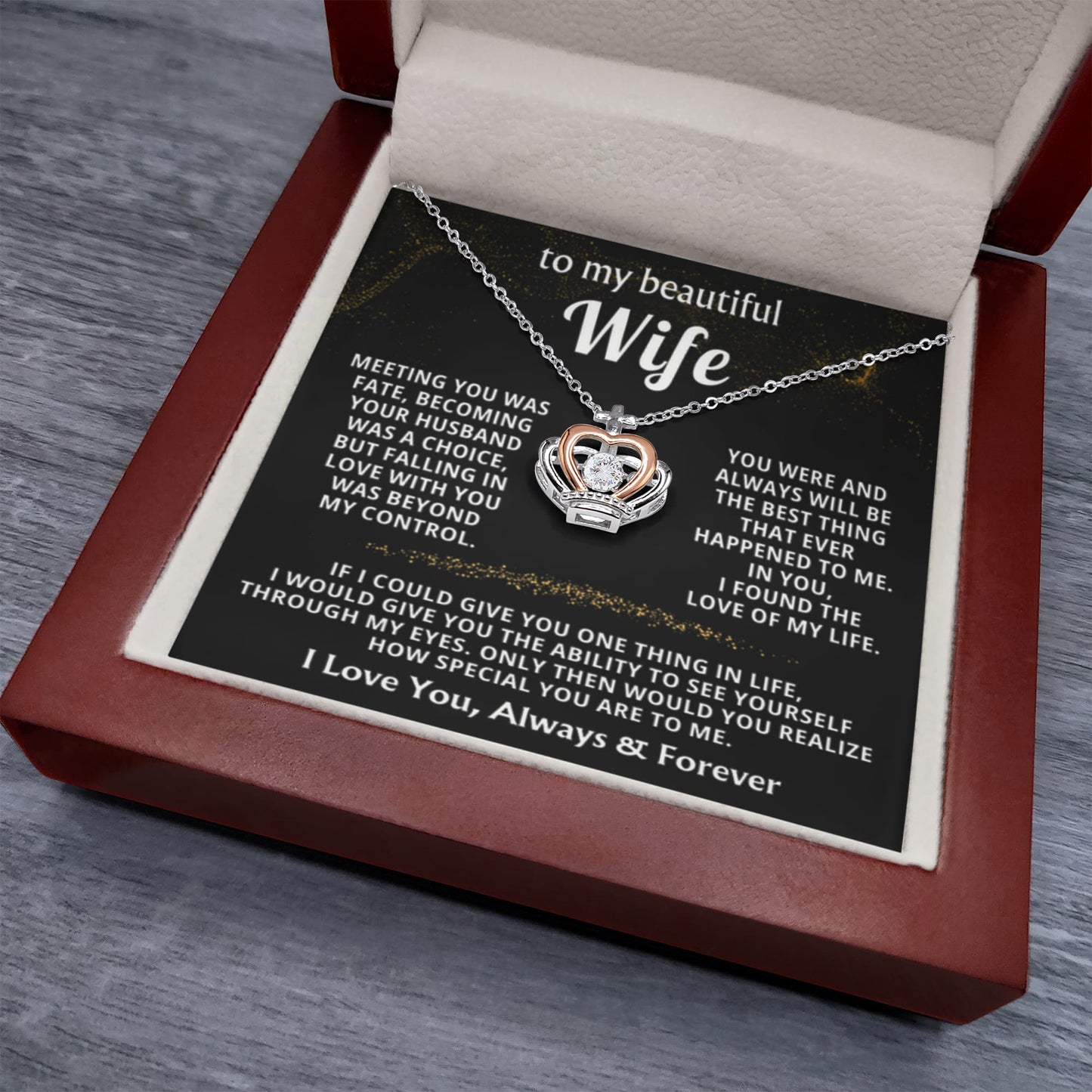To My Wife Necklace - Perfect Romantic Gift from Husband - Crown Pendant Necklace - Personalize Memories