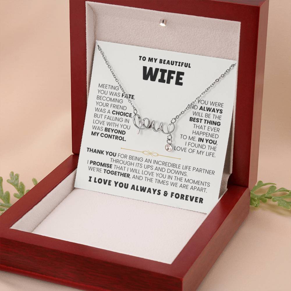To My Wife Necklace - Romantic Birthday Gift from Husband - Scripted Love Necklace - Personalize Memories