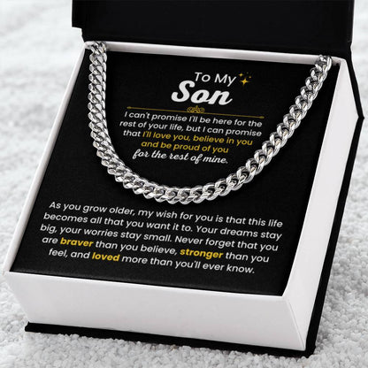 To My Son - I Believe in you - Chain Link Chain from Parents - Personalize Memories