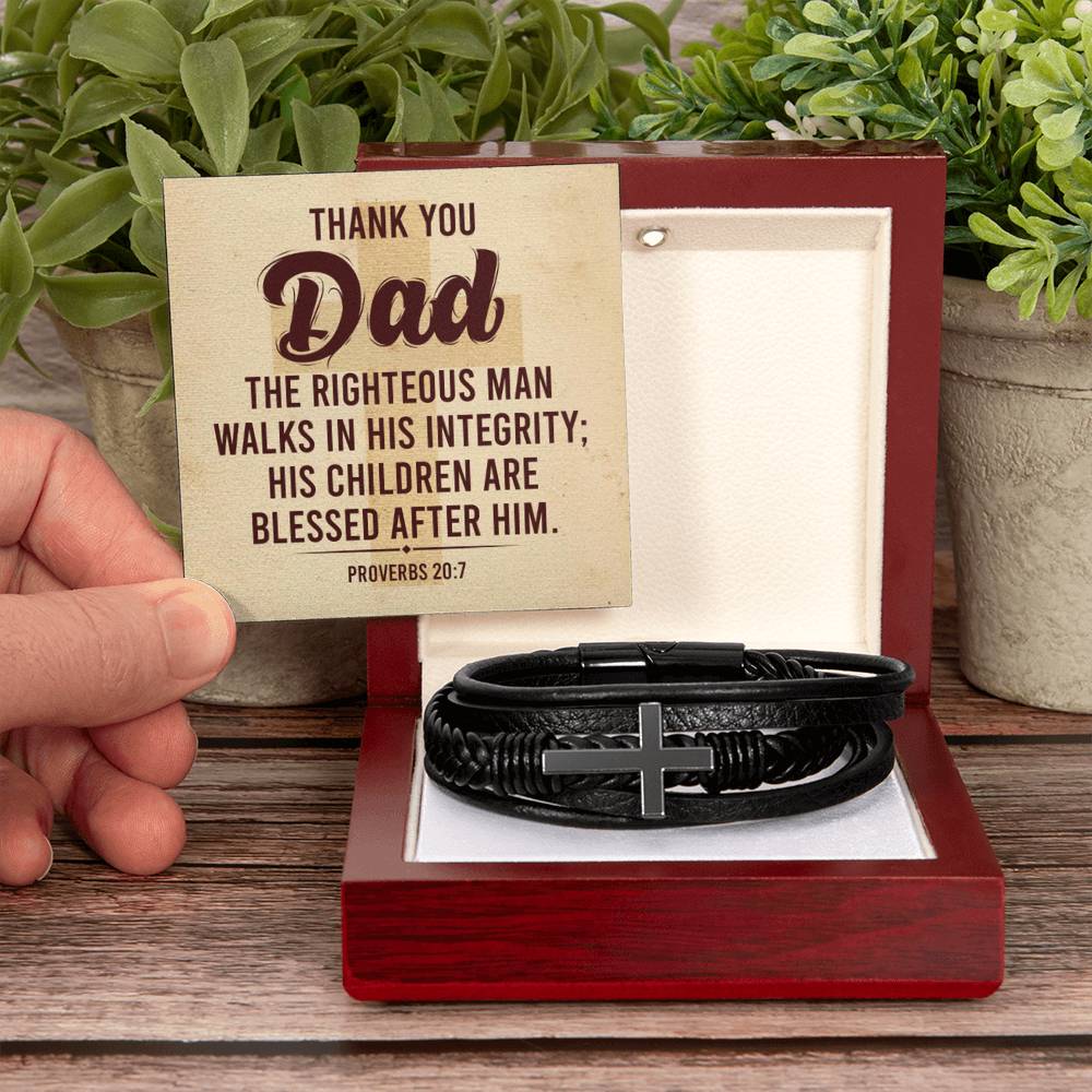 Thank You Gift for Dad - Men's Cross Bracelet - Personalize Memories