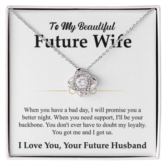 To My Future Wife Necklace - Soulmate Jewelry Gift for Valentine’s Day, Birthday - Love Knot Necklace - Personalize Memories