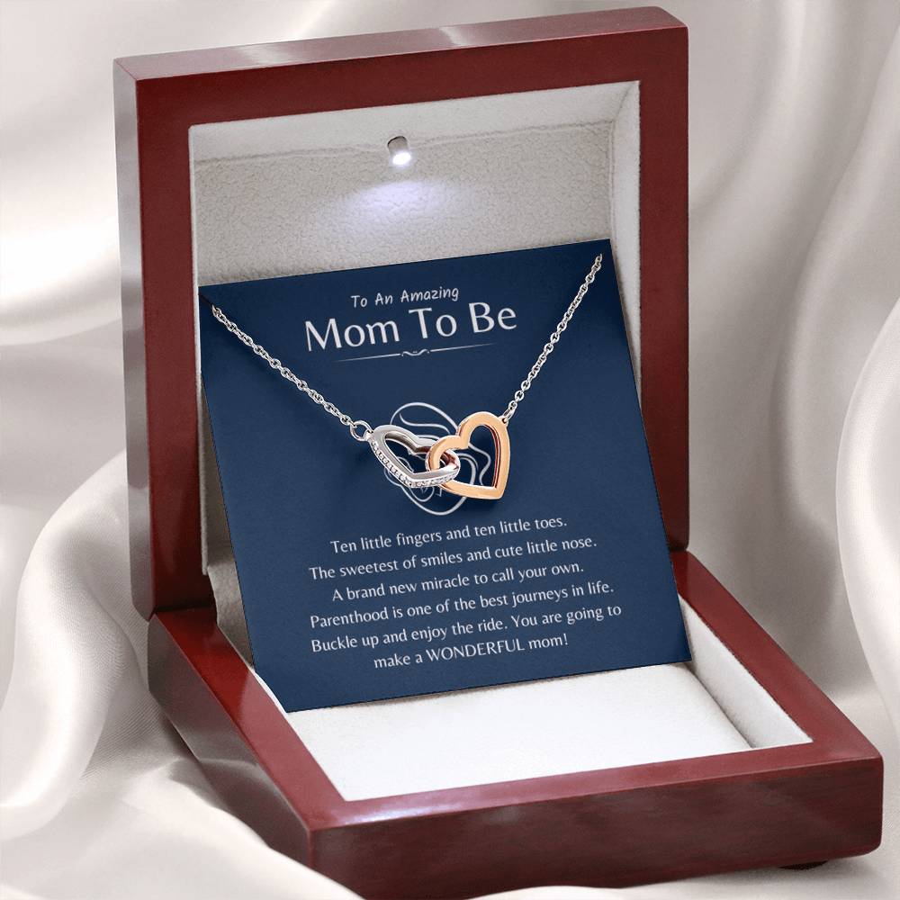 To An Amazing Mama To Be - Ten little fingers and ten little toes - Interlocking Hearts Necklace - New Mom Present - Personalize Memories