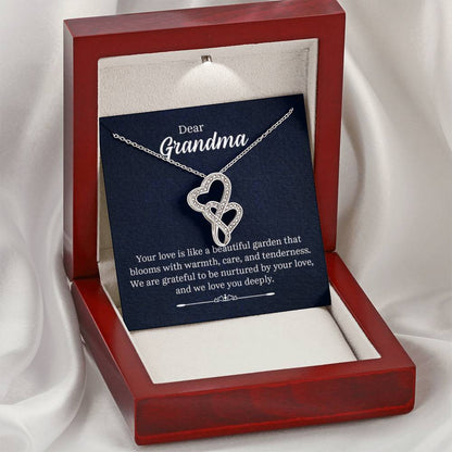 Dear Grandma - Your love is like a beautiful garden - Grandma Gift Grandma - Heart-to-heart Pendant Necklace - Personalize Memories