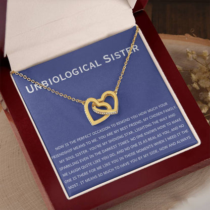 Unbiological Sister Necklace - Gift for Bonus Sister - Interlocking Hearts Necklace - Personalize Memories