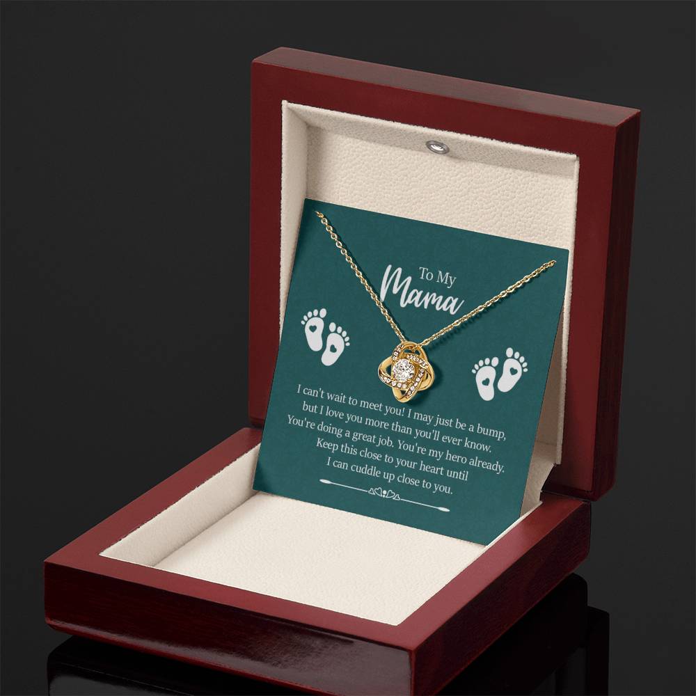 To my mama - I can't wait to meet you New Mom - Love Knot Necklace - Personalize Memories