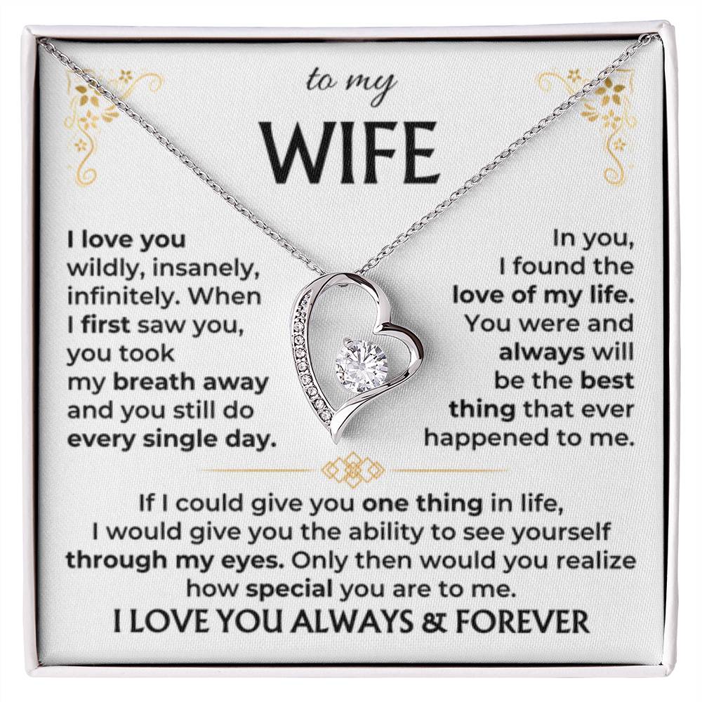 To My Wife Necklace - Sentimental Birthday Gift from Husband, Romantic Jewelry for Valentine’s Day & Holidays - Forever Love Necklace - Personalize Memories