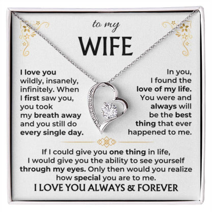 To My Wife Necklace - Sentimental Birthday Gift from Husband, Romantic Jewelry for Valentine’s Day & Holidays - Forever Love Necklace - Personalize Memories