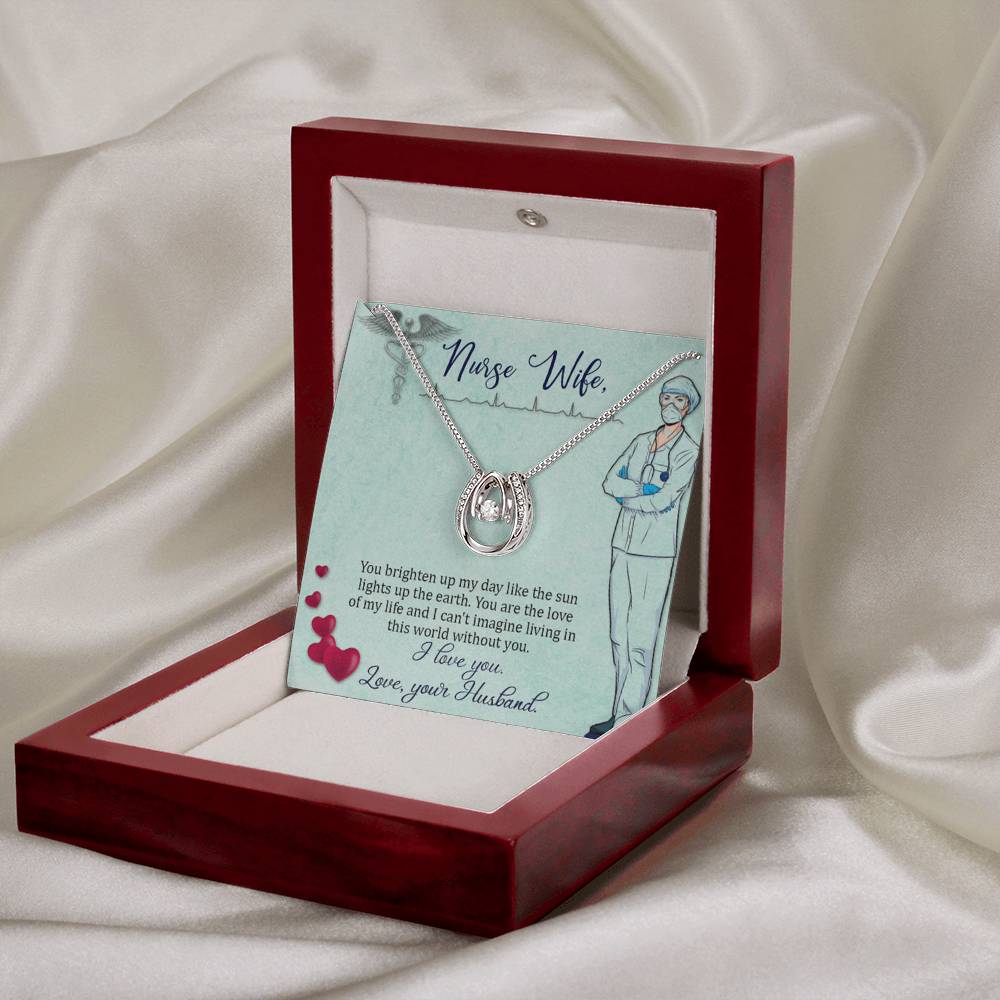 To My Nurse Wife Necklace from Husband - Sweet Romantic Gift for Every Occasion - Lucky In Love Necklace - Personalize Memories