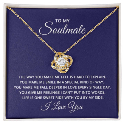 To My Soulmate Necklace - Romantic Necklace Gift for Her for Birthday & More - Love Knot Necklace - Personalize Memories