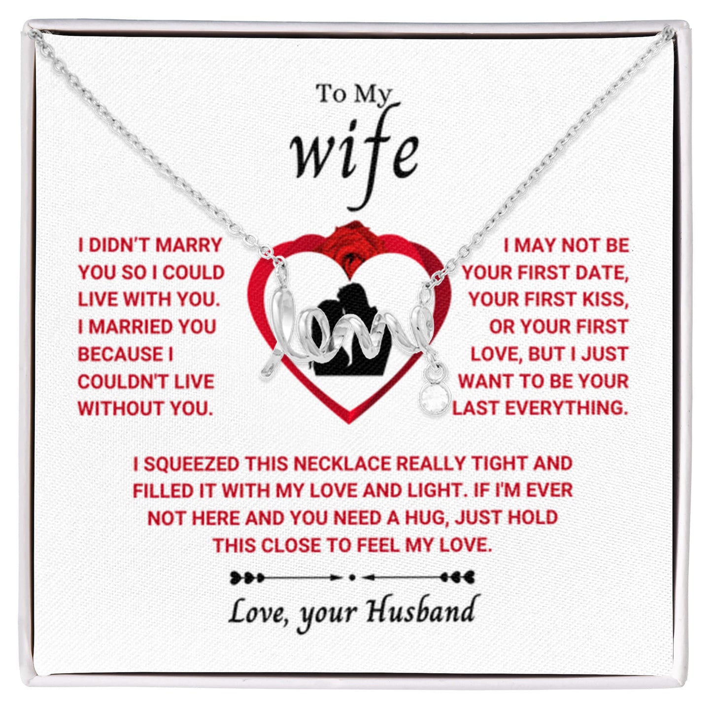 Beautiful Gift for Wife - Romantic Jewelry Gift for Birthday - Scripted Love Necklace - Personalize Memories