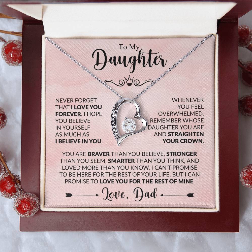 To My Daughter - Never Forget That I Love You - Forever Love Necklace Gift from Dad - Personalize Memories