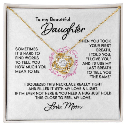 To My Daughter Necklace – Jewelry Gift for Daughter from Mother – Love Knot Necklace - Personalize Memories