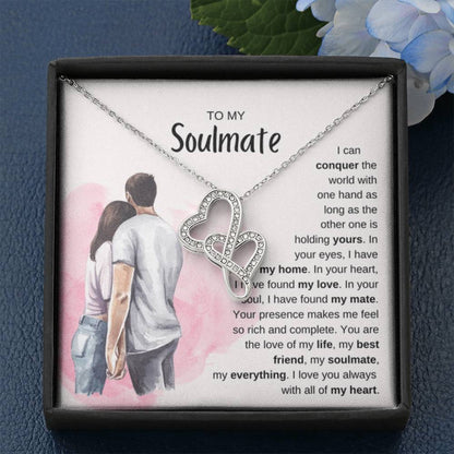 To My Soulmate Necklace - Unique Soulmate Gift for Her for Birthdays & Surprise Moments - Heart-to-heart Pendant Necklace - Personalize Memories