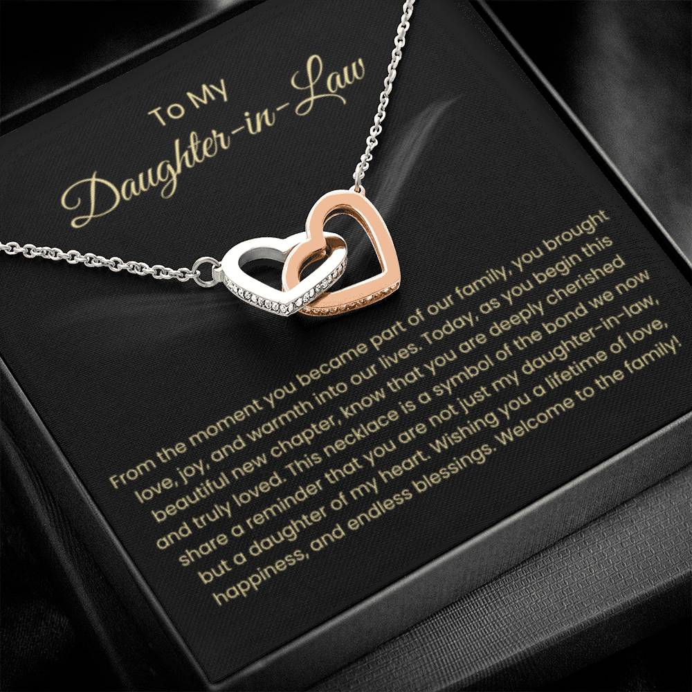 To My Daughter In Law - Interlocking Hearts Necklace - Gift for Daughter in Law - Personalize Memories