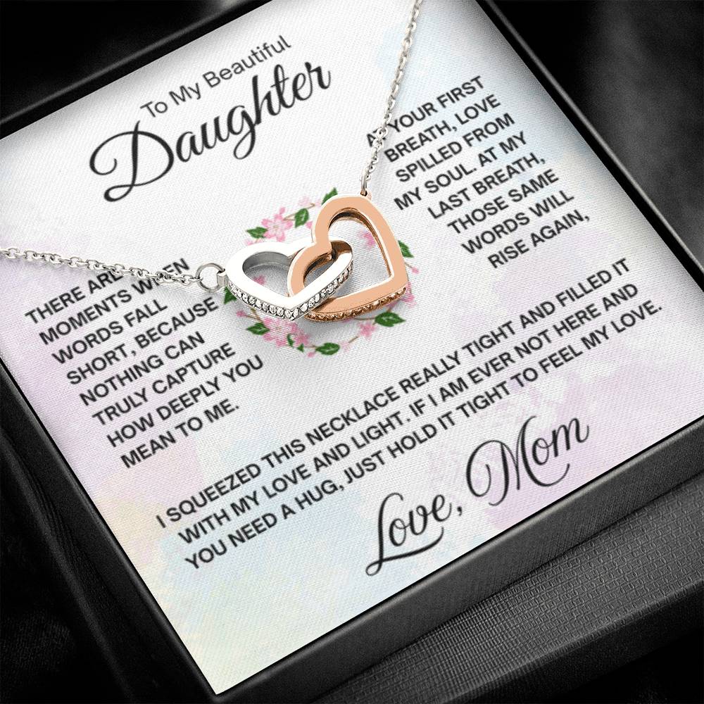 To My Daughter Necklace – Daughter Graduation & Birthday Present from Mom – Interlocking Hearts Necklace - Personalize Memories