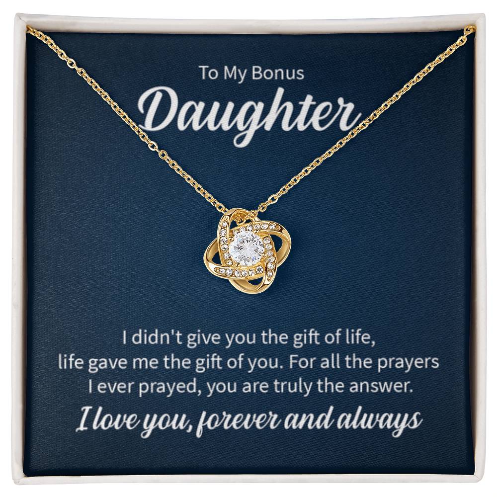 To My Bonus Daughter Necklace – Daughter Gift for Birthday, Graduation Achievements – Love Knot Necklace - Personalize Memories